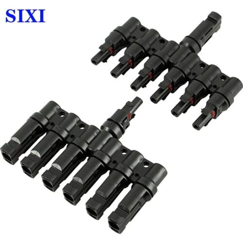 1Pair Solar Connector 1 to 6,6 to 1 Branch Parallel Connection 30A 40A 1000V Electrical Photovoltaic Panel Cable Wire Connect