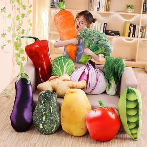 1pc Simulated Vegetables and Fruits pineapple strawberry tomato eggplant cantaloupe pumpkin vegetable Stuffed plush pillow toys
