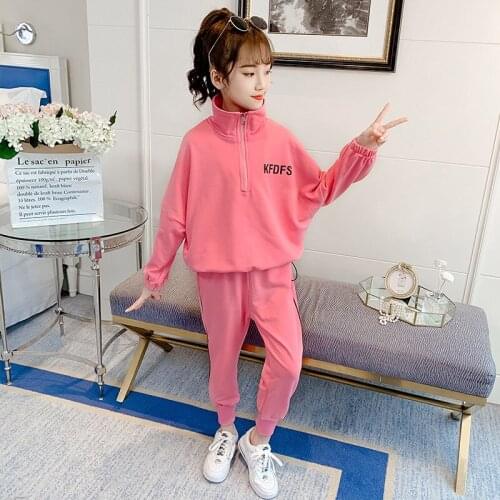 Girls Suit Sweatshirts +Pants 2Pcs/Sets 2021 Vintage Spring Autumn Teenagers Outwear Kids Cotton Tracksuit Sport Suits Children