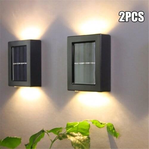2pcs Solar Wall Lamp Outdoor Garden Yard Street Light Waterproof Household Wall Lamp Light Up And Down Decorative Lamps