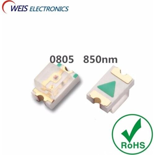 200PCS 0805 2012 2.0*1.2mm 850nm SMD infrared lamp IR LED 1.3-1.5V 18-20mW remote controls Light beads wholesaleFree shipping