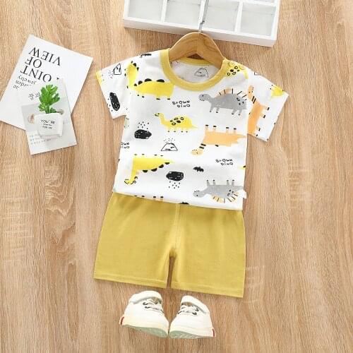 2021 Summer New Style Baby Short Sleeve Shorts Set Kids Clothes Toddler Boy Suit Girl Set 6m-4y Baby 2piece Set Girls Clothing