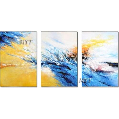 3 Panels Abstract Colorful Designs Oil Painting Hand-painted Canvas Wall Art Home Decoration For Villa Hotel Wall Decor