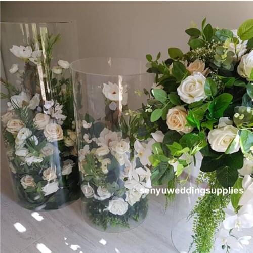 3pcs/set )Round Clear Acrylic Plinth Display Customized Lucite Pedestal Plinth flower stand wedding stage decoration senyu1414
