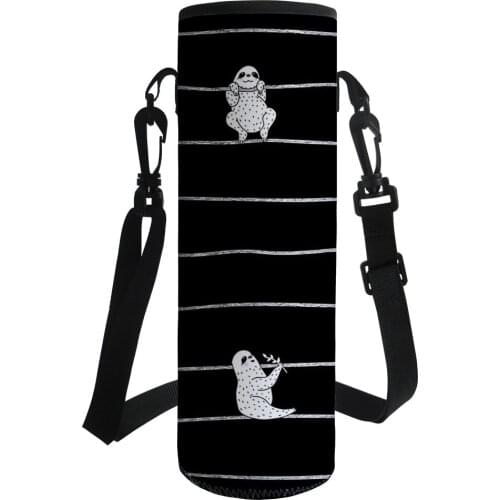 500-1000ML Cute Sloth Printed Sport Water Bottle Case Insulated Neoprene Bottle Pouch Holder Sleeve Cover Carrier for Mug Cup