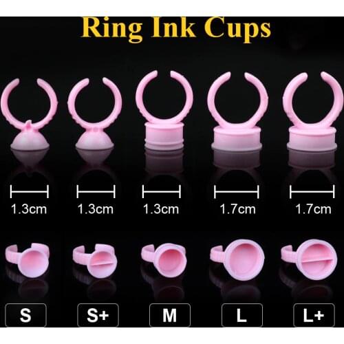 500pcs Disposable Microblading Pigment Glue Rings Tattoo Ink Holder S/M/L Eyebrow Makeup Accessories Eyelash Extension Glue Cups