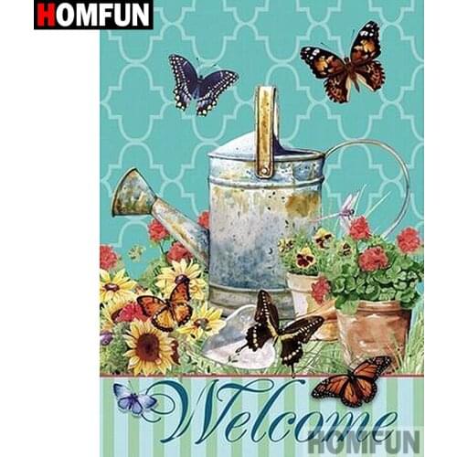 HOMFUN Full Square/Round Drill 5D DIY Diamond Painting "Butterfly landscape" Embroidery Cross Stitch 3D Home Decor Gift A12880