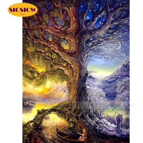 DIY 5d Diamond Painting Fantasy Scenery Tree Of Life Full Square Round Drill 3D Diamond Embroidery Landscape Decor Home Bedroom