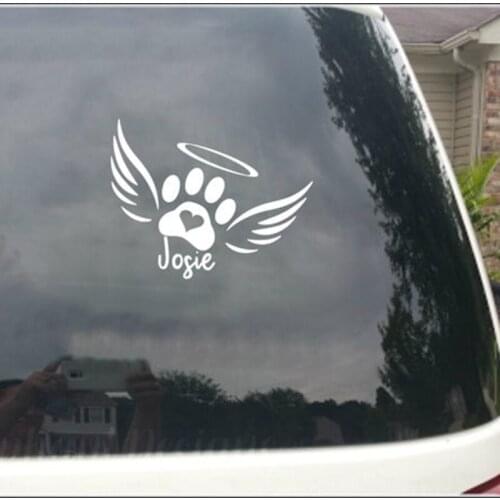 Dog Angel Car Decal Rainbow Bridge Decal Dog Memorial Decal Animal Memorial Decal Paw Print Angel Wings Decal Dog H049