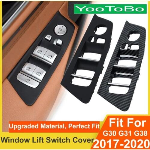 Car Styling Black Carbon Fiber Interior Window Lift Switch Button Repair Cover Trim For BMW NEW 5-series G30 G31 G38 M5 F90 2017