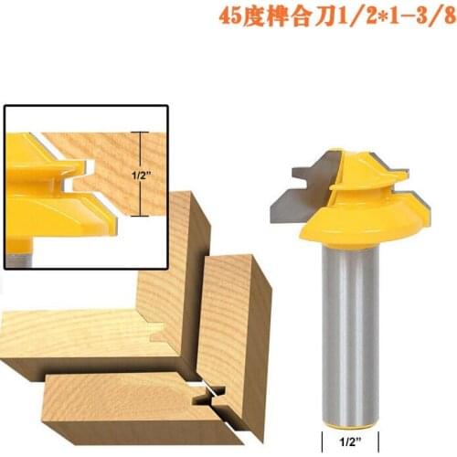 Free shipping 1PC Small Lock Miter Router Bit Anti-kickback 45 Degree 1/2 Inch Stock Shank Tenon Cutter for Woodworking