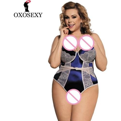 M xxxl 5xl Navy blue lace patchwork sexy Lingerie backless Steel circle bra plus size lace Sexy Costumes sexy teddy lingerie 002