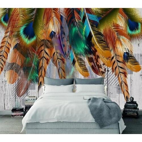Custom wallpaper 3d modern minimalist hand-painted color feather mural living room bedroom hotel background wall decoration обои