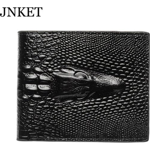 JNKET New Crocodile Pattern Wallet Mens PU Leather Wallet Short Wallet Billfold Card Holder Wallet Notecase