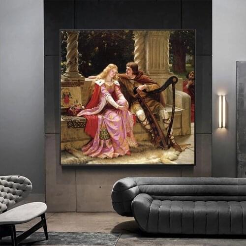 Tristan and Isolde By Leighton Canvas Art Painting Posters and Prints Cuadros Wall Art Pictures for Living Room Home Decoration