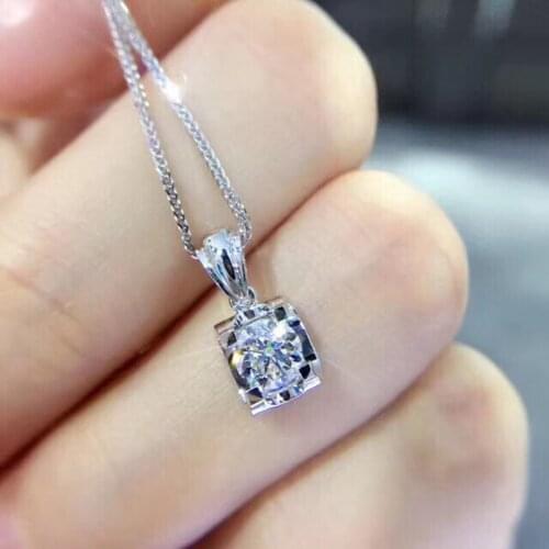 Classic Female Necklace 925 Sterling Silver 4 Claws Single Zircon Crystal Pendant Necklace for Women Choker Collares Gift