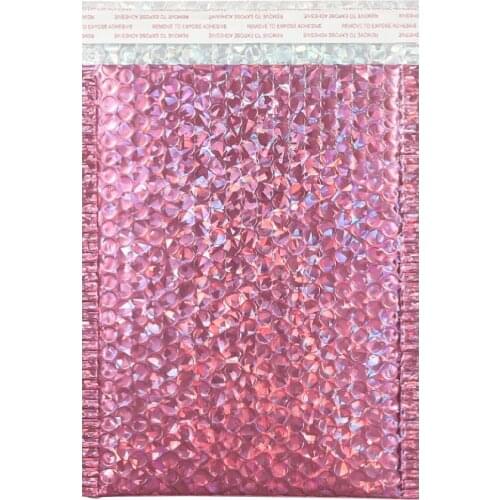 10PCS Holographic Foil Bubble Mailer Makeup Gift Bags Glamour Colorful Packaging Bubble Mailer Padded Shipping Mailing Envelope