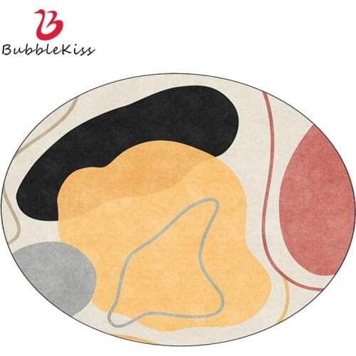 Bubble Kiss Soft Home Decorative Round Carpet Painting Art Design Simple Geometric Color Block Pattern Rug For Bedroom Washable