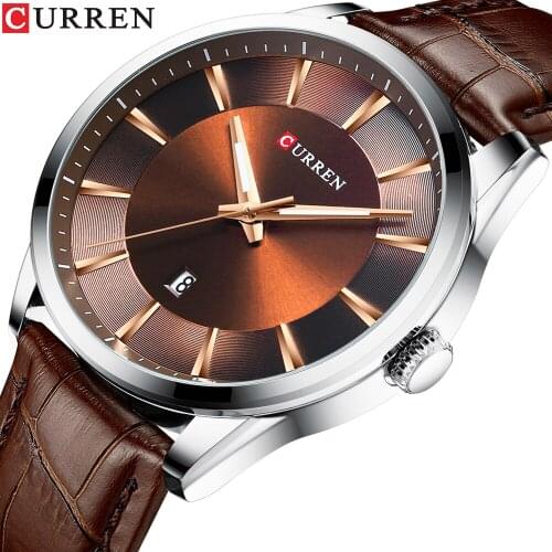 Curren Quartz Wristwatches Simple Design Mens Brown Business Casual Leather Watches Date Clocks Fashion erkek kol saati 2019