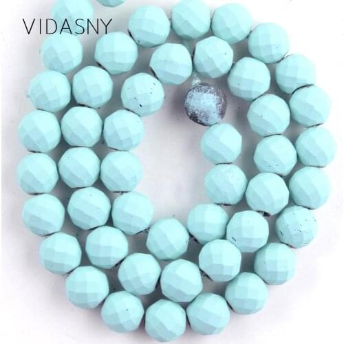 Minerals Beads Lake Blue Nanotech Rubber Faceted Hematite Beads For Jewelry Making Diy Bracelet Necklace 2 3 4 6 8mm 15inch