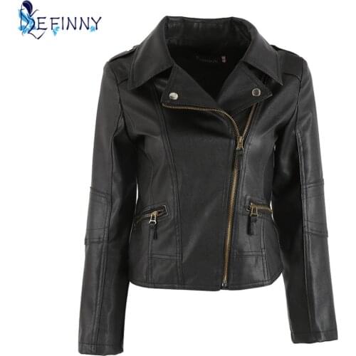 2020 Fashion Newest Women Leather Windproof Full Sleeve Cool Motorcycle Zipper Turn-down Collar Punk Coat Biker Jacket Outwear