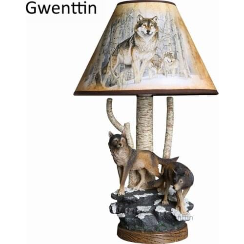 Modern Resin Wolf Table Lamps Led Stand Desk Light for Living Room Bedroom Home Decor Animal Lamp Bedside Reading Fixtures E27