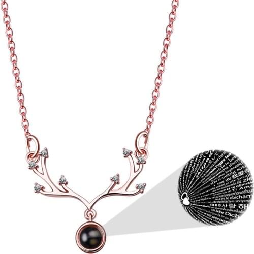 I Love You in 100 Different Languages Elk Necklace Fashion Pendant Wedding Party Birthday Present Choker Fine Jewelry 2020
