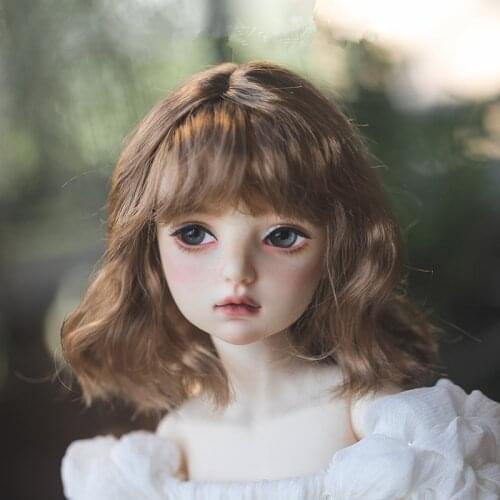 BJD doll wig suitable for 1/3 1/4 1/6 Blythes size air bangs in short wig imitation mohair cute curly hair doll accessories
