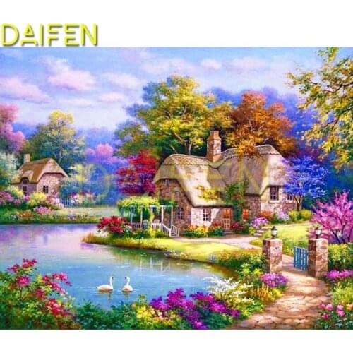 Full Round Diamond mosaic Lake tree scenery DIY Diamond painting Cross stitch Full Square Diamond embroidery Lake tree landscape