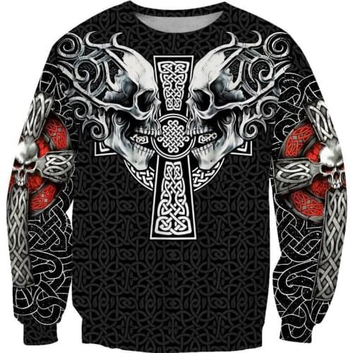 Viking Skull Tattoo 3D All Over Printed Fashion Hoodies Men Sweatshirt Unisex Zip Pullover Casual Jacket Tracksuit DW0246