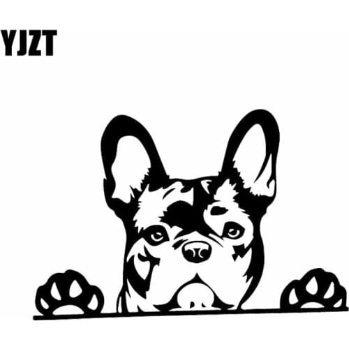 YJZT 15.6X10.4CM Creative Vinyl Car Sticker Paws up French Bulldog Frenchie Bully Dog Decal Black/Silver C24-1573