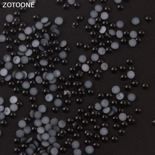 ZOTOONE 1000pc Black Self-adhesive Rhinestones Half Pearl Bead Flat Back Scrapbook for Craft FlatBack Rhinestones for Needlework
