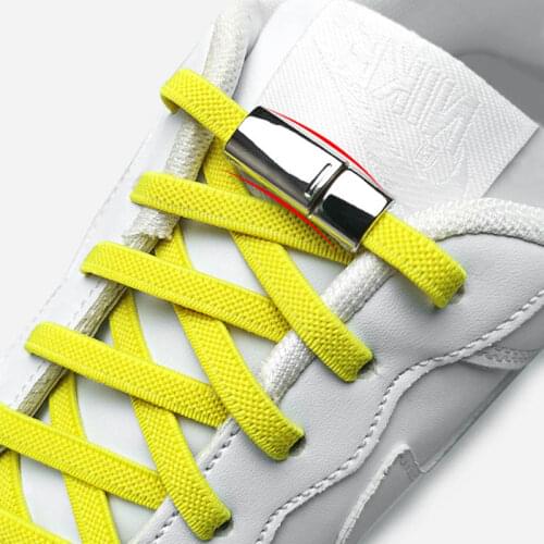 1Pair No tie Metal Magnetic Buckle Shoelaces Elastic Shoe Laces Sneakers Shoelace Quick Lazy Laces Color Shoestrings