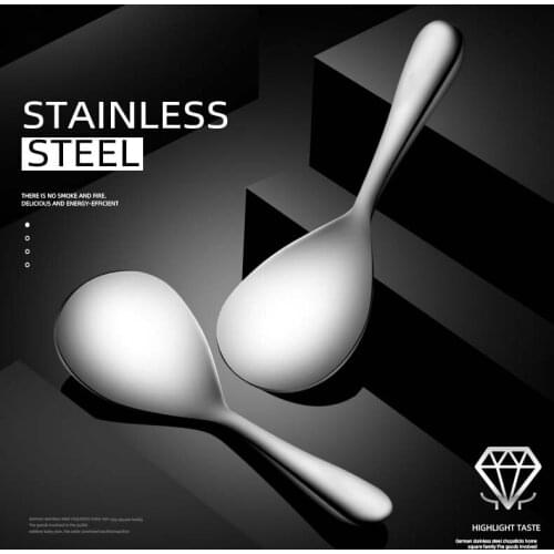 1pc Rice Serving Spoon 18/8 Stainless Steel Matte Long Handle Rice Scoop Tableware Spoon Dinnerware Kitchen Tools