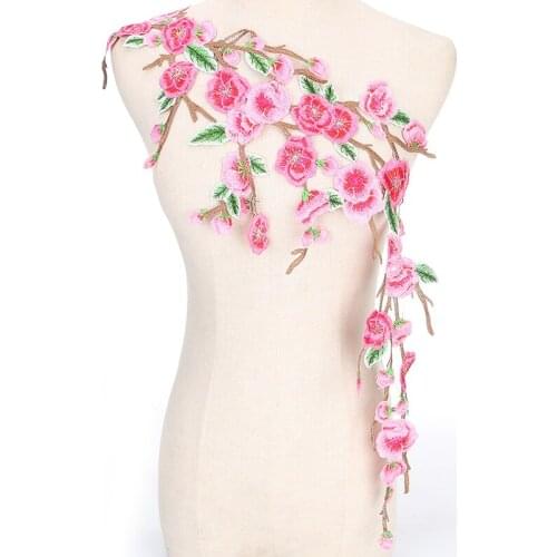 1Pc Embroidered Floral Lace Neckline Neck Collar Trim Clothes Sewing Applique 23style Embroidery edge Pink Color Scrapbooking