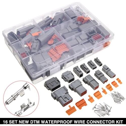 16 set Durable Electrical Wire Connector DTM Waterproof Wire Connector Kit Automotive Sealed Plug with Pins