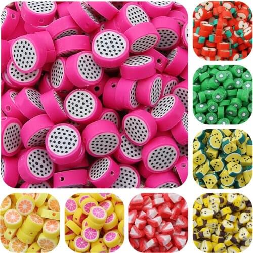 30pcs Fruit Beads Polymer Clay Beads Mixed Color Polymer Spacer Beads For Jewelry Making Handmade Scrapbooking Sewing Bags