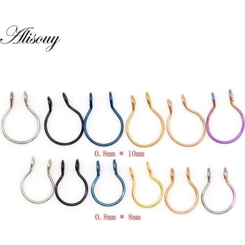 Alisouy 1pcs U Shaped Fake Nose Ring Hoop Septum Rings Stainless Steel Nose Piercing Fake Piercing Oreja Pircing Jewelry 0.8 20g