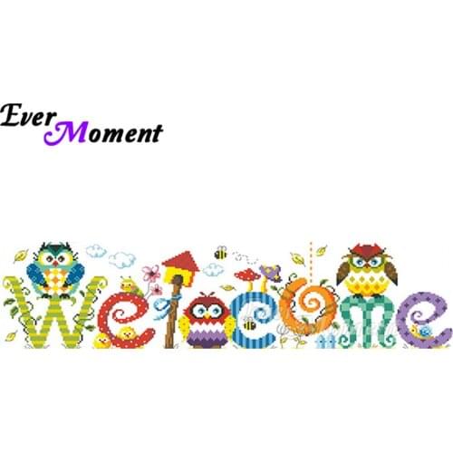 Ever Moment Diamond Mosaic Welcome 5D DIY Diamond Painting Cartoon Diamond Embroidery Welcome Owl Home Decoration ASF1059