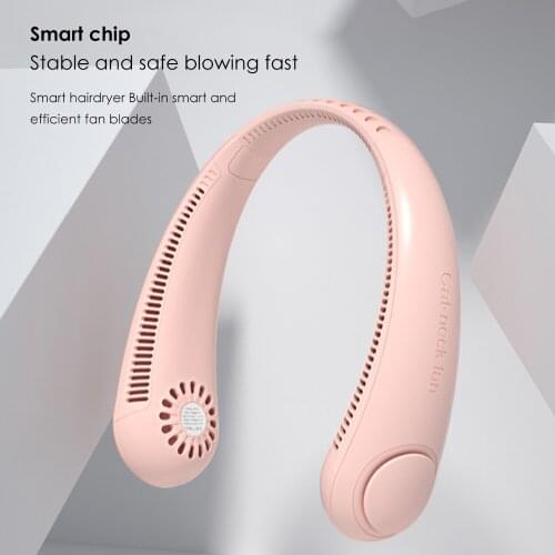 Mini Bladeless Fan Neck Fan 4000mAh USB Rechargeable Fan Mute Sports Fans for Home Outdoor Protable Fan