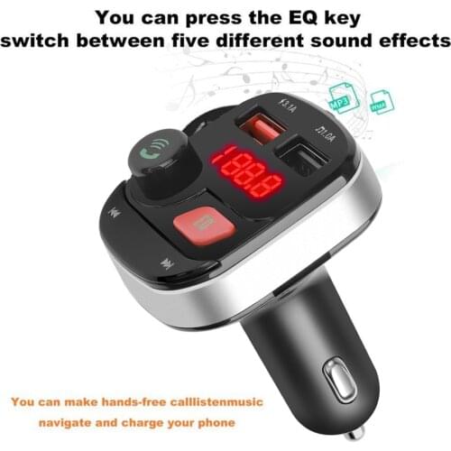 Bluetooth Stereo Charger 5.0 Bluetooth Wireless FM Transmitter Car MP3 Player Effect Sound Disk U Car Music EQ Car Lossless E0Q4