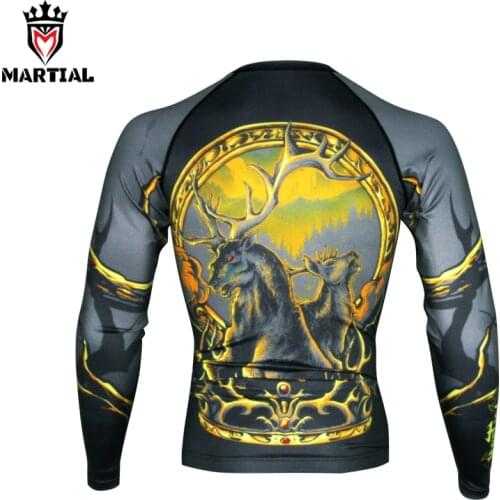 Martial : Ours is the fury printed full sleeve rashguards fitness mma grappling shirts bjj RASHGUARDS