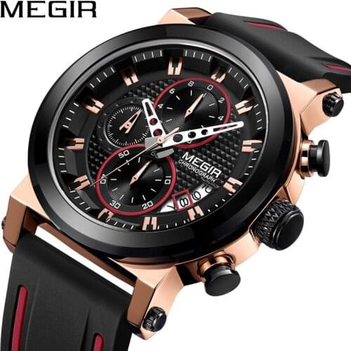 Megir Watch Top Brand Man Watches with Chronograph Sport Waterproof Clock Man Watches Military Luxury Mens Watch Analog Quartz