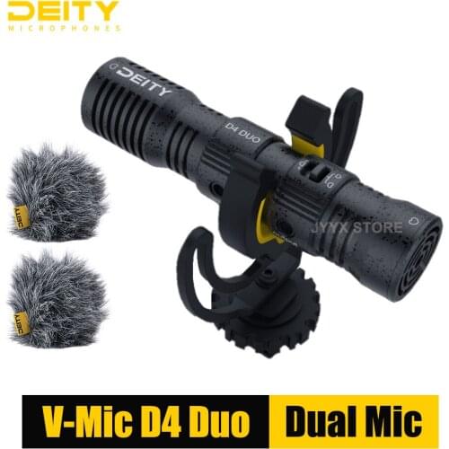 Deity V-Mic D4 Duo Cardioid Microphone TRS 3.5MM Dual Capsule Microphone for Vlog Video Studio DSLR Camera