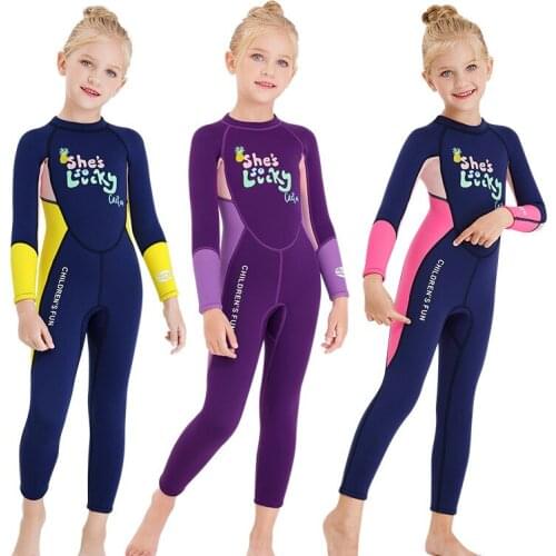 2020 Warm Girls Wetsuits Neoprene One Piece Kids Diving Suit Full Body Suits Surf Children Swimming Suit Bathing Clothes 2.5MM