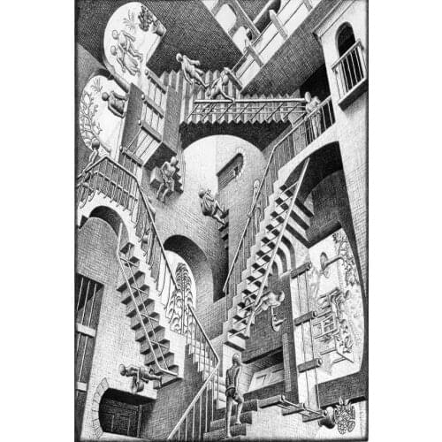 Home Decor M C Escher Optical Illusion Drawing-Silk Art Poster Wall Sticker Decoration Gift