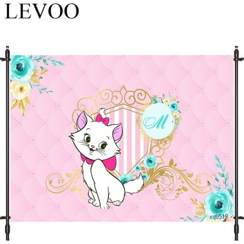 LEVOO Background For Photo Studio White Cat Headboard Flowers Golden Lace Photocall Photobooth Decor Studio Custom Shoot Prop