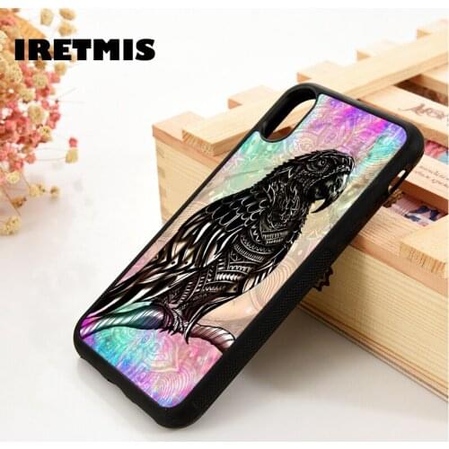 Iretmis 5 5S SE 6 6S phone case cover for iPhone 7 8 plus X Xs 11 Pro Max XR Parrot tropical bird colourful tribal tie dye