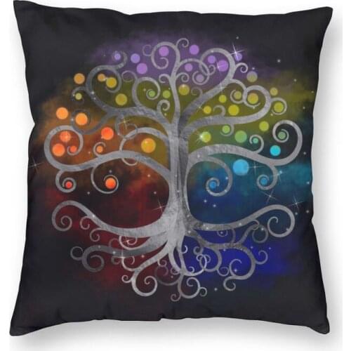 Tree Of Life Silver Swirl Square Pillowcover Home Decor Vikings Funny Cushions Throw Pillow for Car Double-sided Printing