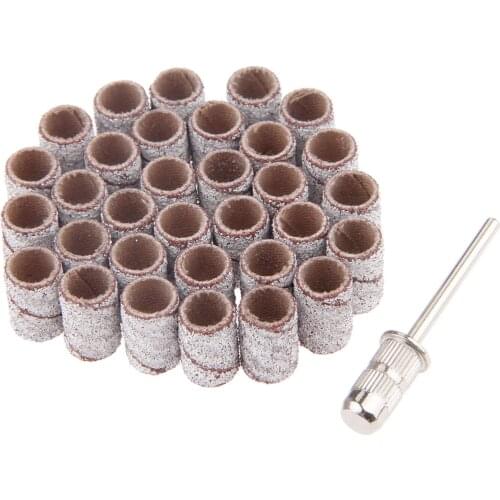 100Pcs 6.3mm Refills Grit Drum Sanding Bands Polishing Manicure Pedicure Tools Rotary Drill Bits for Metal Wood Plastic Working